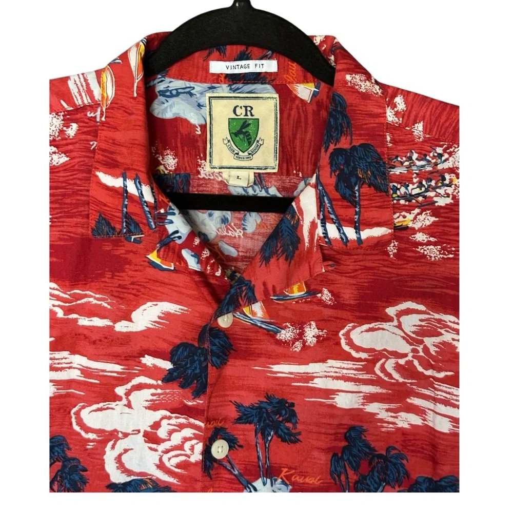 Club Room | Men’s Hawaiian/Aloha Short Sleeve Button Down Shirt | Size Large EUC